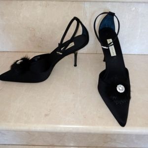 Ankle Strap Heels with Mink 7.5